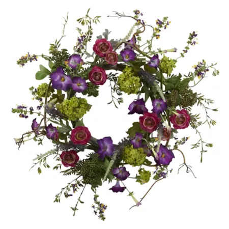 Nearly Natural 20" Artificial Porch Garden Wreath Artificial Plants & Flowers