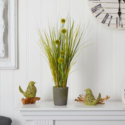 Image showing  26 in. Artificial Grass and Dandelion Arrangement in Cement Planter