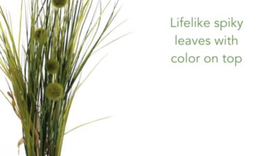 Image showing  26 in. Artificial Grass and Dandelion Arrangement in Cement Planter