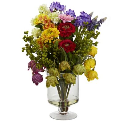 Nearly Natural 16 in. Faux Spring Floral Arrangement