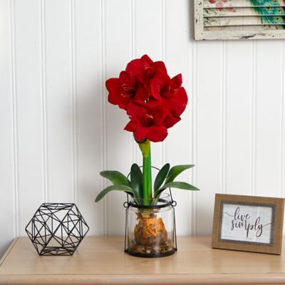 Image showing  24 in. Artificial Amaryllis Plant in Vase