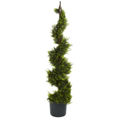 Nearly Natural 4 ft. Cypress Spiral Silk Tree