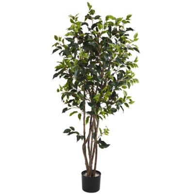 Nearly Natural 5 ft. Ficus Bushy Silk Tree