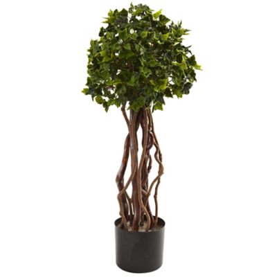 Nearly Natural 2.5 ft. Indoor/Outdoor UV-Resistant Faux English Ivy Topiary