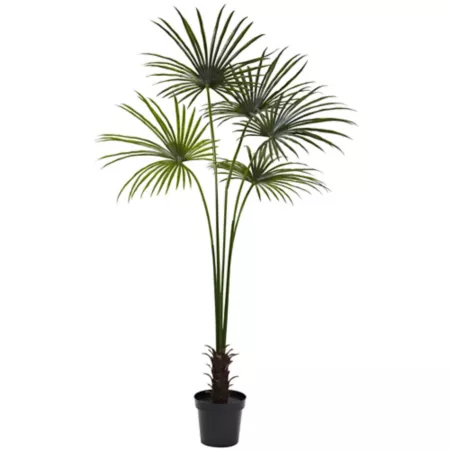 Nearly Natural Artificial Fan Palm Tree for Indoor/Outdoor 7 ft UV Resistant Artificial Plants & Flowers