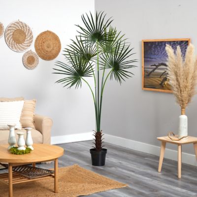 Image showing 5 th Nearly Natural 7 ft. Indoor/Outdoor UV-Resistant Fan Artificial Palm Tree