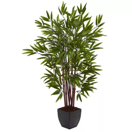 4 Foot Nearly Natural Bamboo Silk Tree in Planter Artificial Plants & Flowers