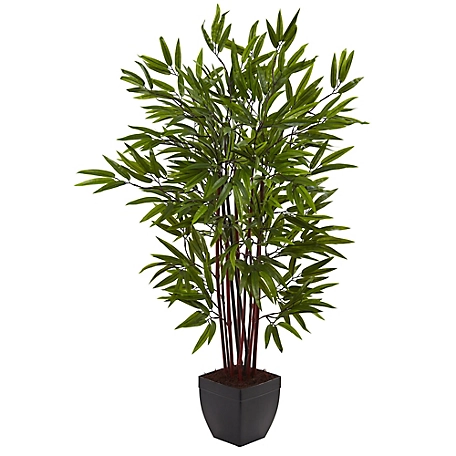 Nearly Natural 4 ft. Bamboo Silk Tree in Planter