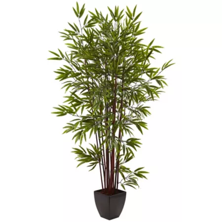 6 Foot Nearly Natural Bamboo Silk Tree in Planter Artificial Plants & Flowers