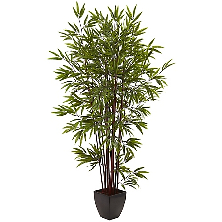 Nearly Natural 6 ft. Bamboo Silk Tree in Planter