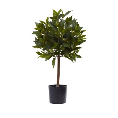 Nearly Natural 2 ft. Artificial Sweet Bay Mini Ball Topiary