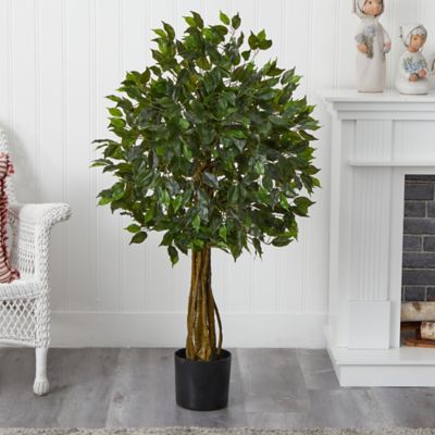 Image showing 3 th Nearly Natural 4 ft. Artificial Indoor/Outdoor UV-Resistant Ficus Tree