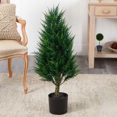 Image showing  3 ft. Artificial Indoor/Outdoor UV-Resistant Cypress Tower Tree