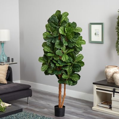Image showing  6 ft. Fiddle Leaf Fig Artificial Tree, 17 in. W