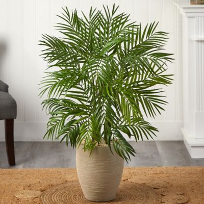 Image showing  4 ft. Artificial Areca Palm Tree in Sand Colored Planter