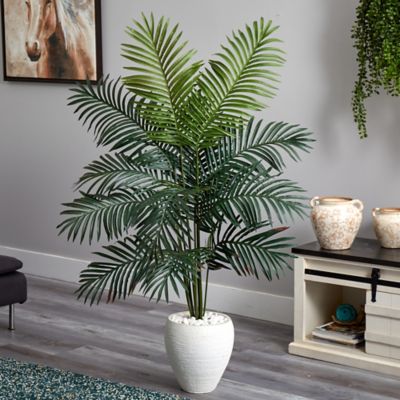 Image showing  5.5 ft. Paradise Artificial Palm Tree in White Planter