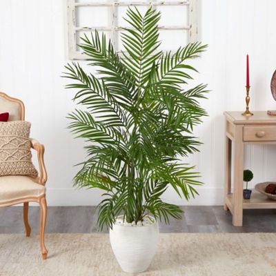 Image showing  5 ft. Areca Palm Artificial Tree in White Planter