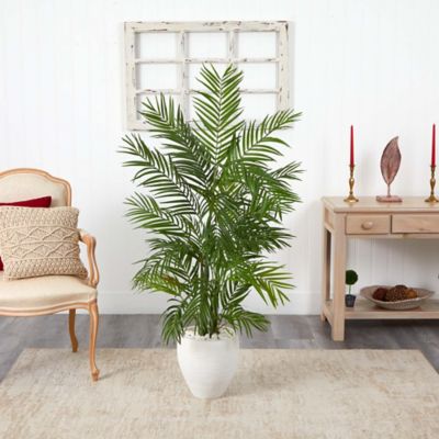 Image showing  5 ft. Areca Palm Artificial Tree in White Planter