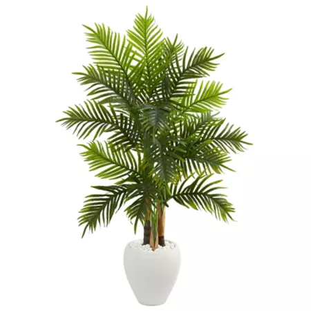 5 ft Almost Natural Artificial Areca Palm Tree in White Planter Real Touch Artificial Plants & Flowers