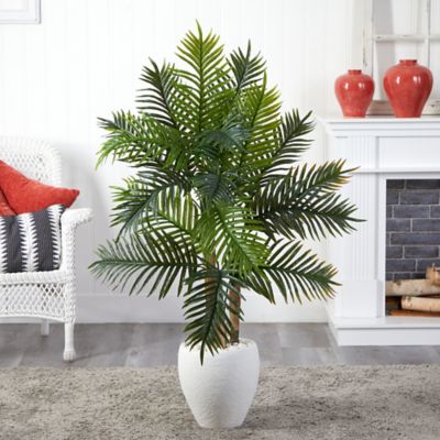 Image showing  5 ft. Areca Palm Artificial Tree in White Planter, Real Touch
