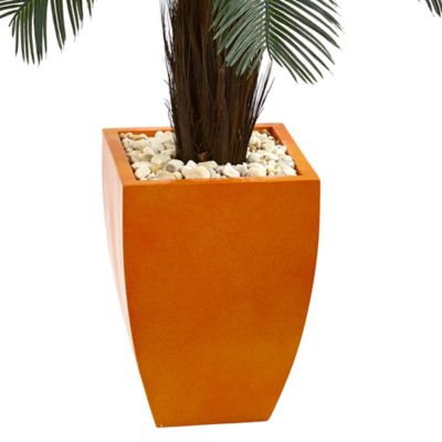 Image showing  4.5 ft. Indoor/Outdoor UV-Resistant Cycas Artificial Tree in Orange Planter