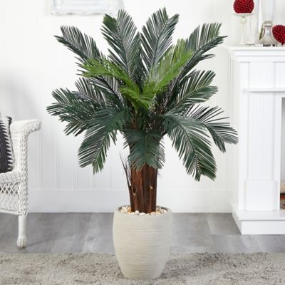 Image showing  4.5 ft. Artificial Indoor/Outdoor UV-Resistant Cycas Tree in Oval Planter