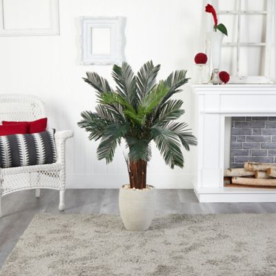 Image showing  4.5 ft. Artificial Indoor/Outdoor UV-Resistant Cycas Tree in Oval Planter