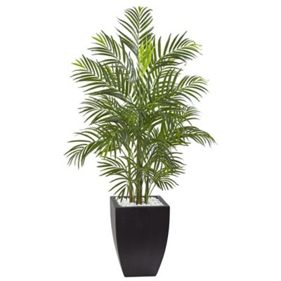 Nearly Natural 4.5 ft. Indoor/Outdoor UV-Resistant Areca Artificial Palm Tree with Black Wash Planter