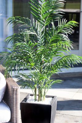 Image showing  4.5 ft. Indoor/Outdoor UV-Resistant Areca Artificial Palm Tree with Black Wash Planter