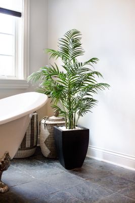 Image showing  4.5 ft. Indoor/Outdoor UV-Resistant Areca Artificial Palm Tree with Black Wash Planter