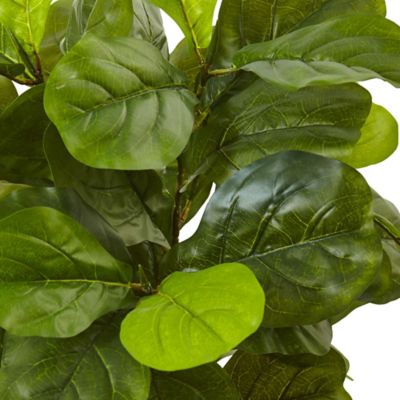 Image showing  4.5 ft. Artificial Fiddle Leaf Fig Tree in White Planter, Real Touch