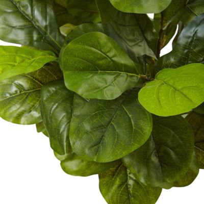 Image showing  4.5 ft. Artificial Fiddle Leaf Fig Tree in White Planter, Real Touch