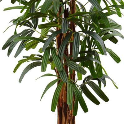 Image showing  5.5 ft. Raphis Palm Artificial Tree in Black Planter