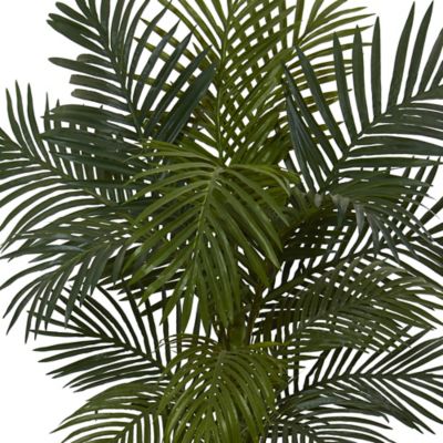 Image showing  5 ft. Golden Cane Palm Artificial Tree in White Tower Planter