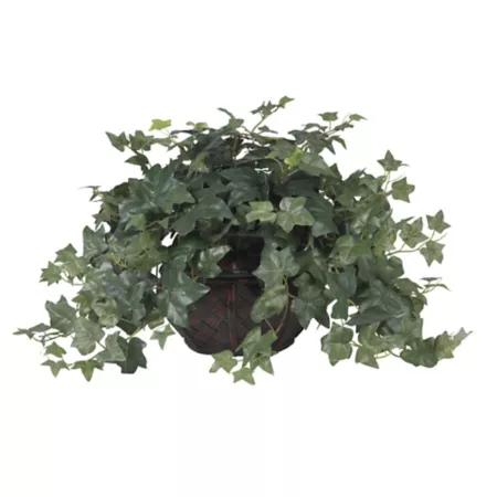 18" Nearly Natural Blown Ivy Silk Plant with Vase Artificial Plants & Flowers