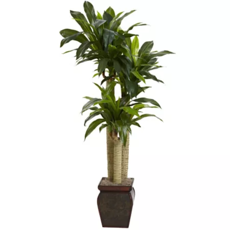 4.5 ft Nearly Natural Corn Stalk Dracaena Silk Plant with Vase Real Touch Artificial Plants & Flowers