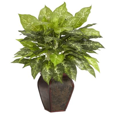 Nearly Natural 23 in. Silk Dieffenbachia Plant in Decorative Vase