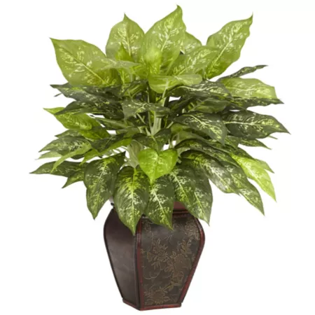 23" Nearly Natural Dieffenbachia Silk Plant with Decorative Vase Artificial Plants & Flowers