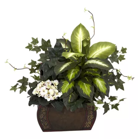 Almost natural faux African violet dieffenbachia and ivy with breast silk plant Artificial Plants & Flowers