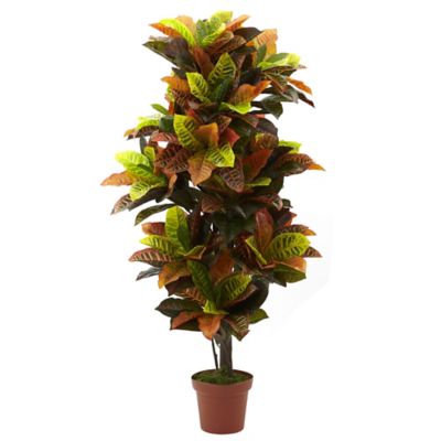 Nearly Natural 56 in. Croton Artificial Plant, Real Touch