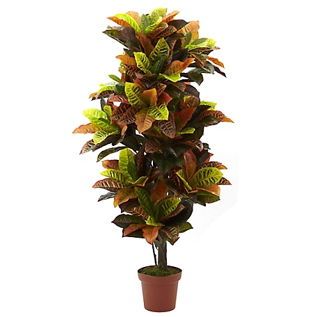 Nearly Natural 56 in. Croton Artificial Plant, Real Touch