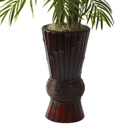 Image showing  4 ft. Artificial Areca Palm Tree in Bamboo Planter