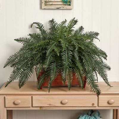 Image showing  29 in. Artificial River Fern in Wooden Planter