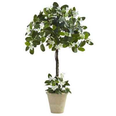 Nearly Natural 3 ft. Stephanotis Topiary with Planter