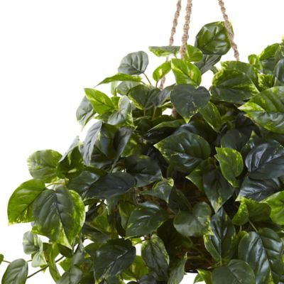Image showing  36 in. Artificial Indoor/Outdoor UV-Resistant Pothos Hanging Plant Basket