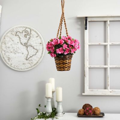 Image showing  28 in. Silk Azalea Hanging Basket