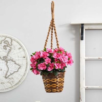 Image showing  28 in. Silk Azalea Hanging Basket