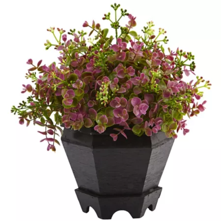 Nearly Natural 13" Artificial Sedum and Eucalyptus Plant in Planter Artificial Plants & Flowers