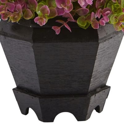 Image showing  13 in. Artificial Sedum and Eucalyptus Plant in Planter