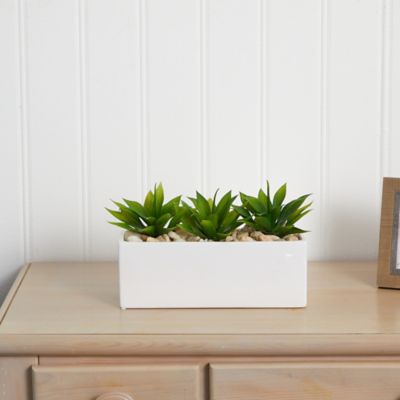 Image showing  7 in. Faux Agave Succulent in Rectangular Planter